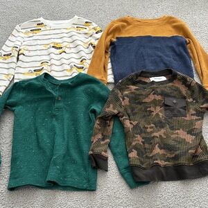 Kids Long Sleeve thermal Shirt Set - White, Mustard, Green, Camouflage